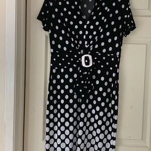 Frank Lyman Design Black and White Polka Dot Midi Dress